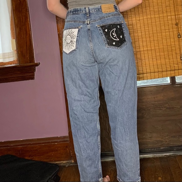 Vintage Painted Orange Tab Eddie Mom Jeans - Picture 4 of 8